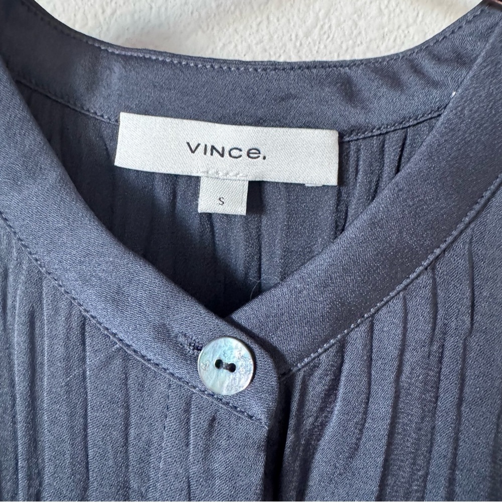 Vince Button-Down Gray Pleated Blouse - image 5